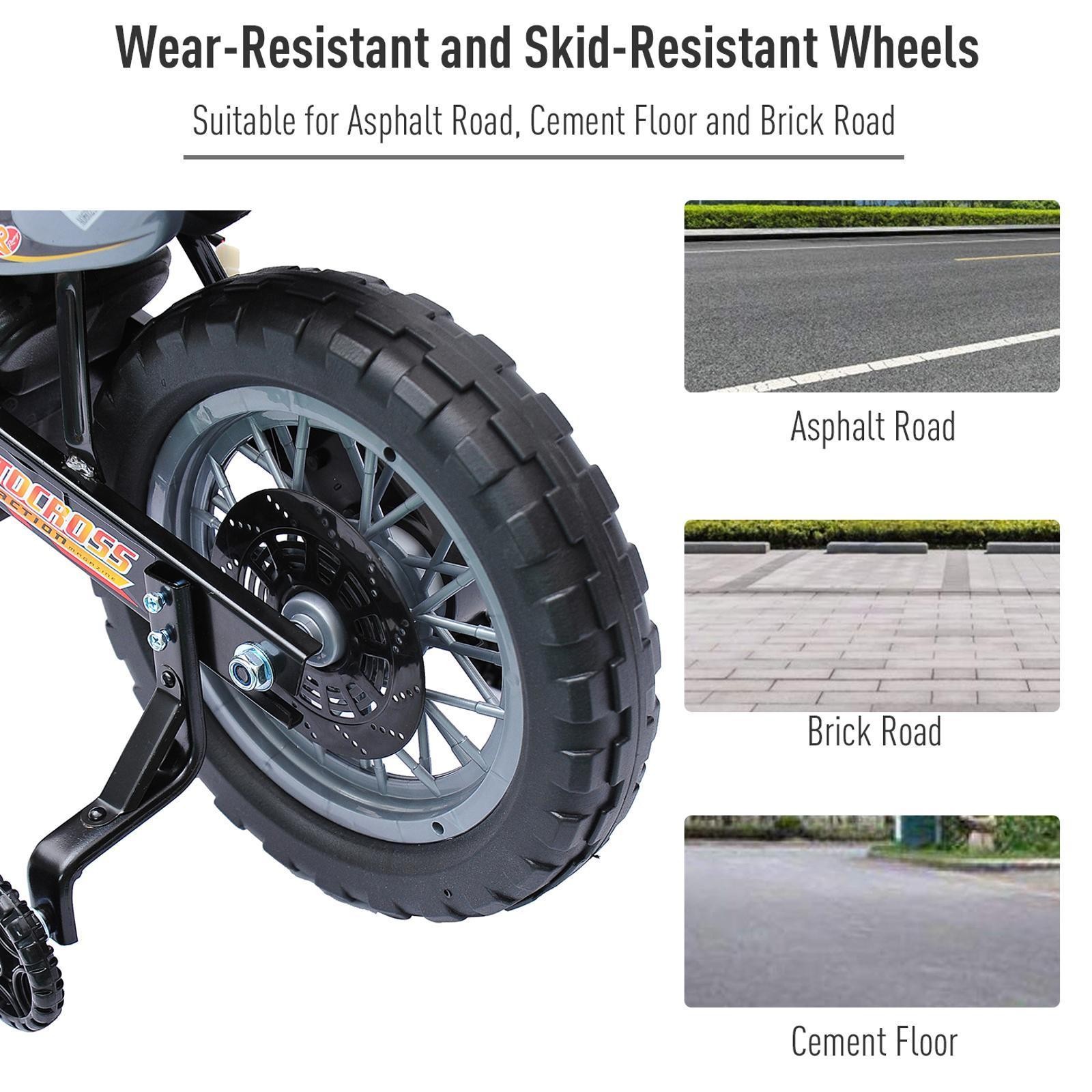 Red 6V Kids Off-road Electric Bike with Removable Training Wheels, Lights &