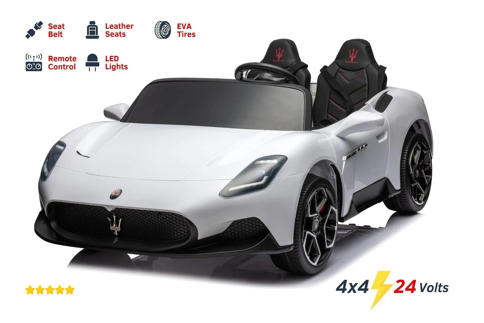 Freddo 4×4 Maserati MC20 2 Seater Ride on Car for Kids (White)
