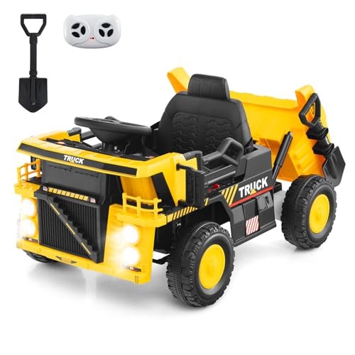 OLAKIDS Ride on Dump Truck, 12V Kids Electric Car Ride on Construction