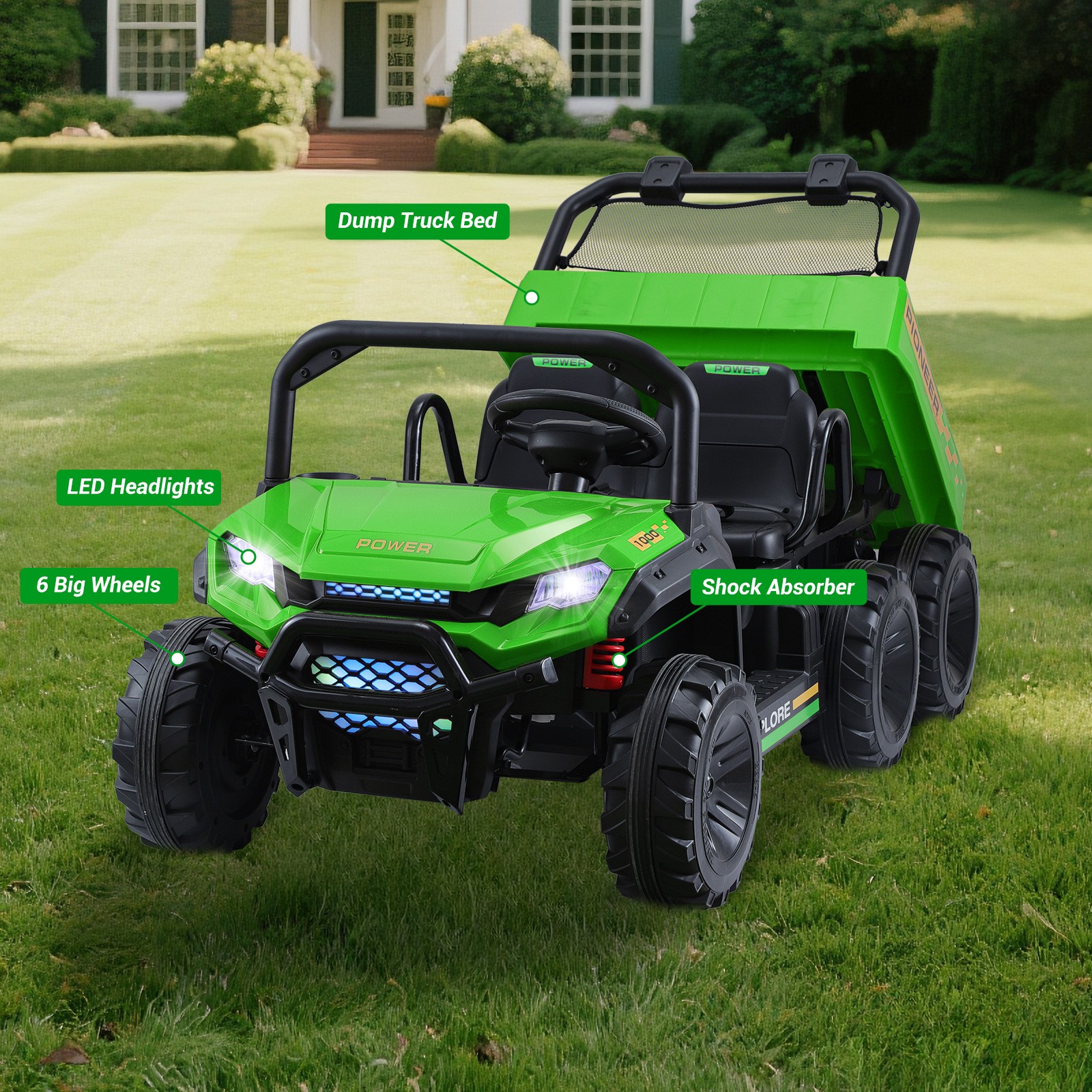 Kids Ride on Car 24V Electric Dump Truck 4WD 6 Wheeler Off-road UTV w/Remote LED