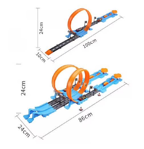Stunt Double Wheel Racing Car Toy with DIY Track Kit for Kids