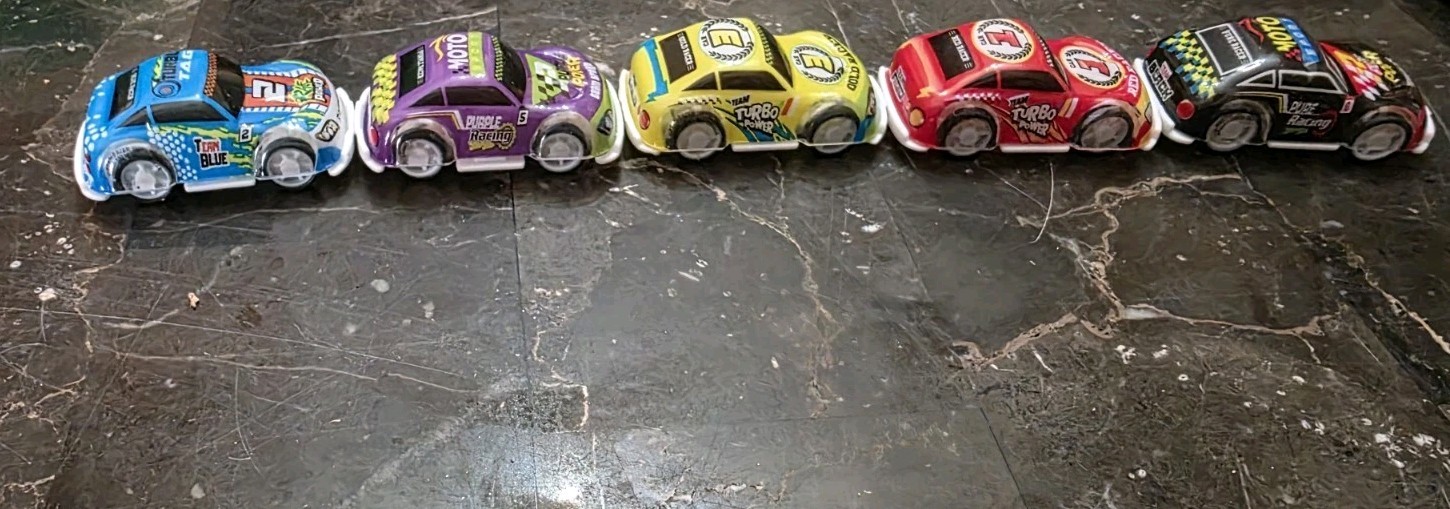 Speed Shotz Pull Back Race Car Lot of 5 Cars Toys Black Blue Red Purple Yellow