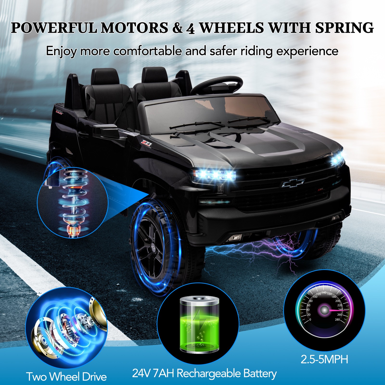 24V 9Ah 2 Seater Ride on Car Toys Licensed Chevrolet Silverado w/Remote Control