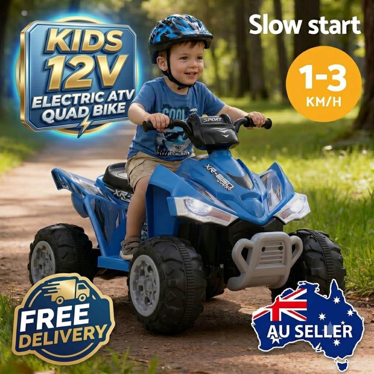 12V Kids Electric Quad Bike Ride On ATV Motorbike Toy Blue