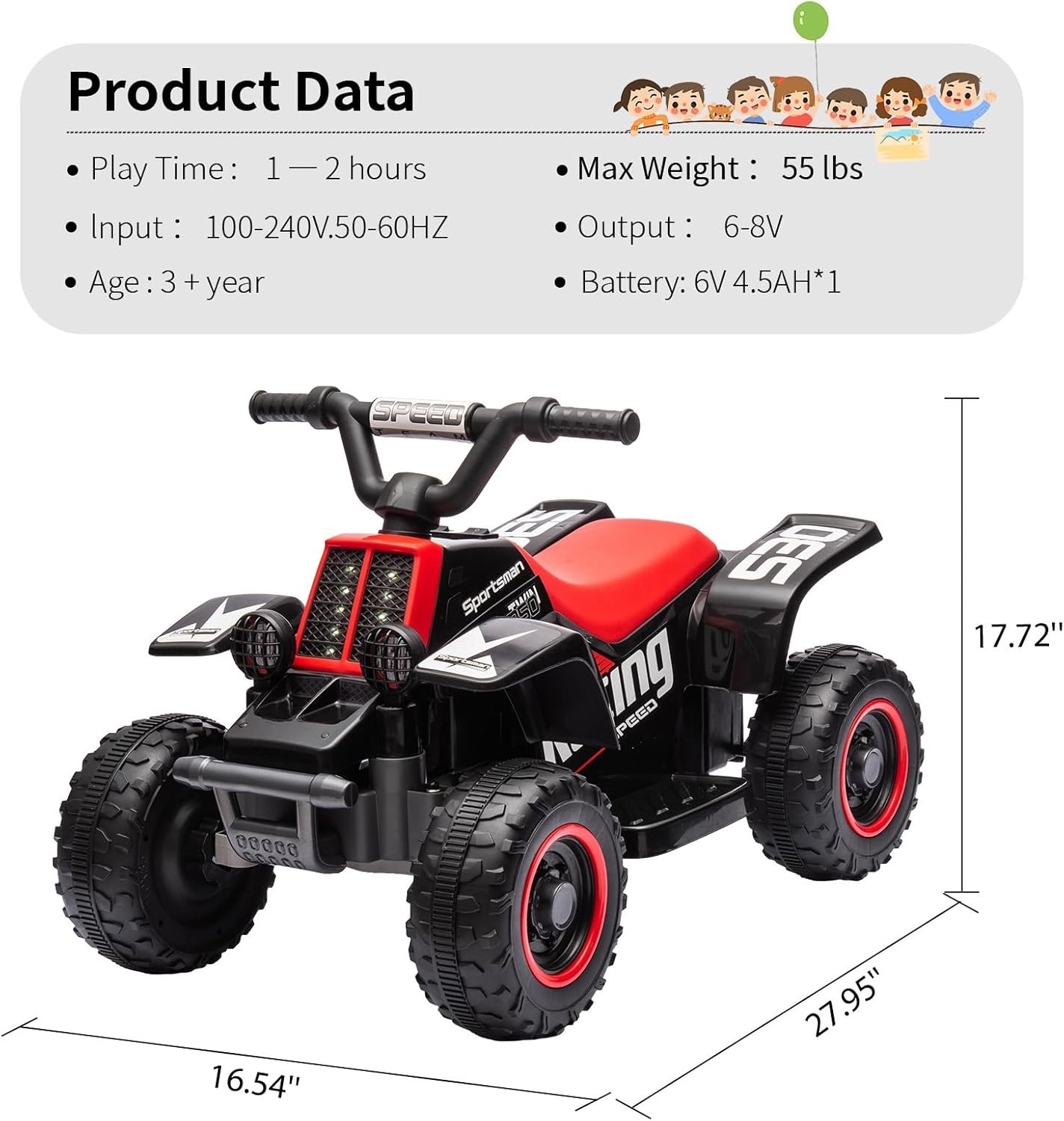 Garvee 6V Kids Ride On Electric ATV,Ride-On Toy for Toddlers 1-3 Boys & Girls