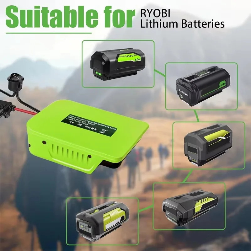 Battery Power Wheel Adapter for Ryobi 40V Li-ion with Fuse and Switch for DIY Re