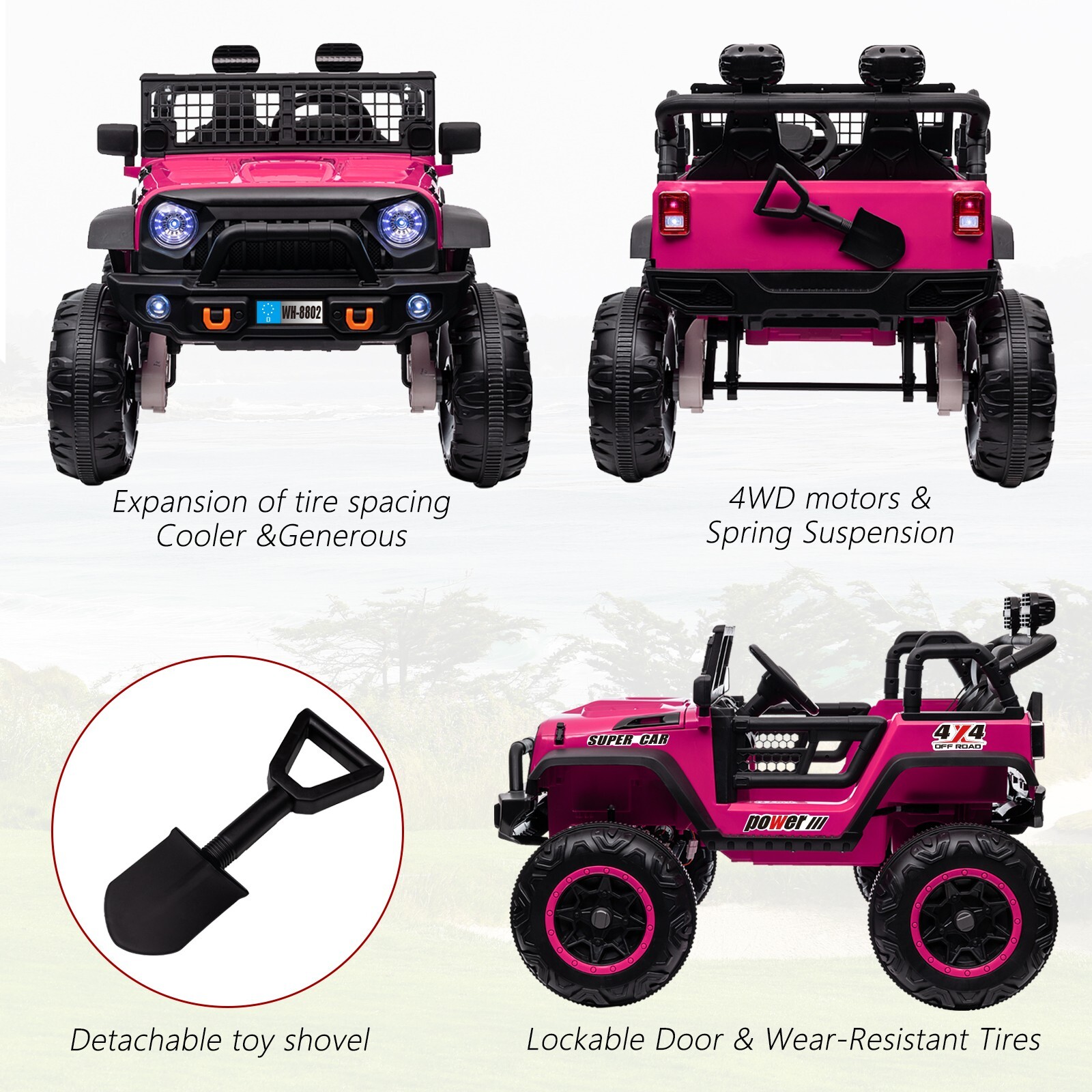 ZEOPHOL Ride on Car 24V 4WD/2WD Switchable 2 Seater Kids Electric Vehicle Truck