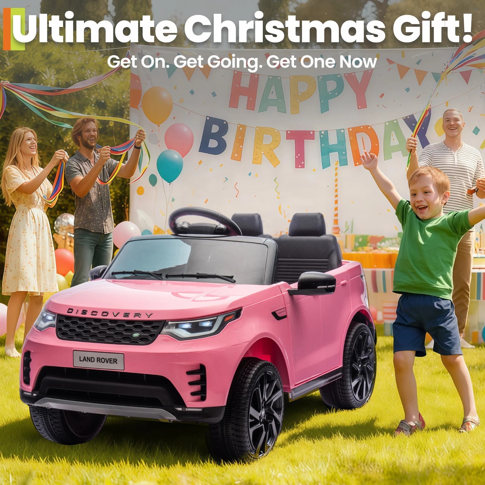 Garvee 12V Land Rover Style Ride On Car W/Remote 3 Speed Dual Motor Pink For Kid