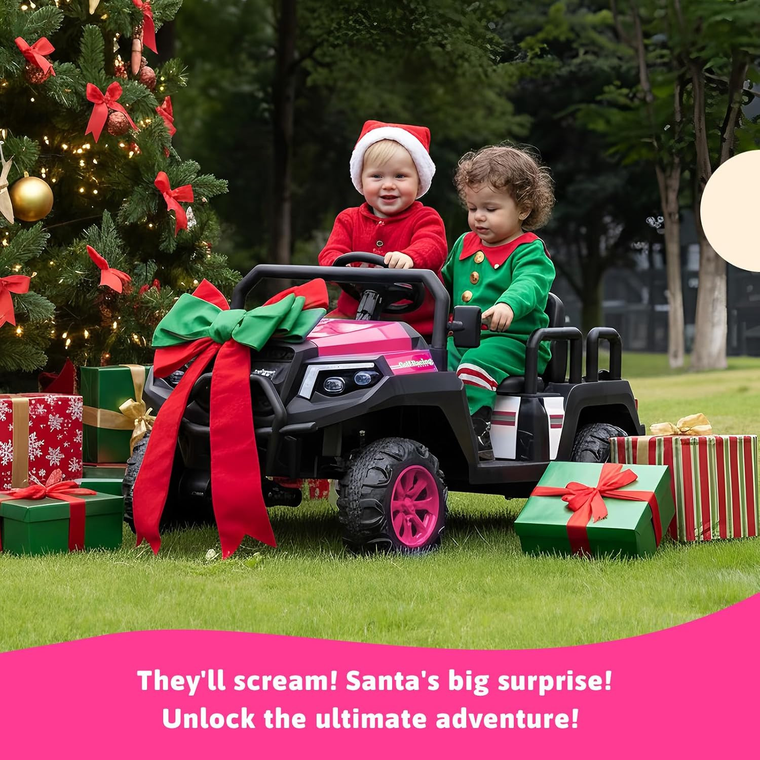 Electric Car for Kids, 24V 4 Seater Ride on Toys W/Parent Remote, 4 Wheeler Susp