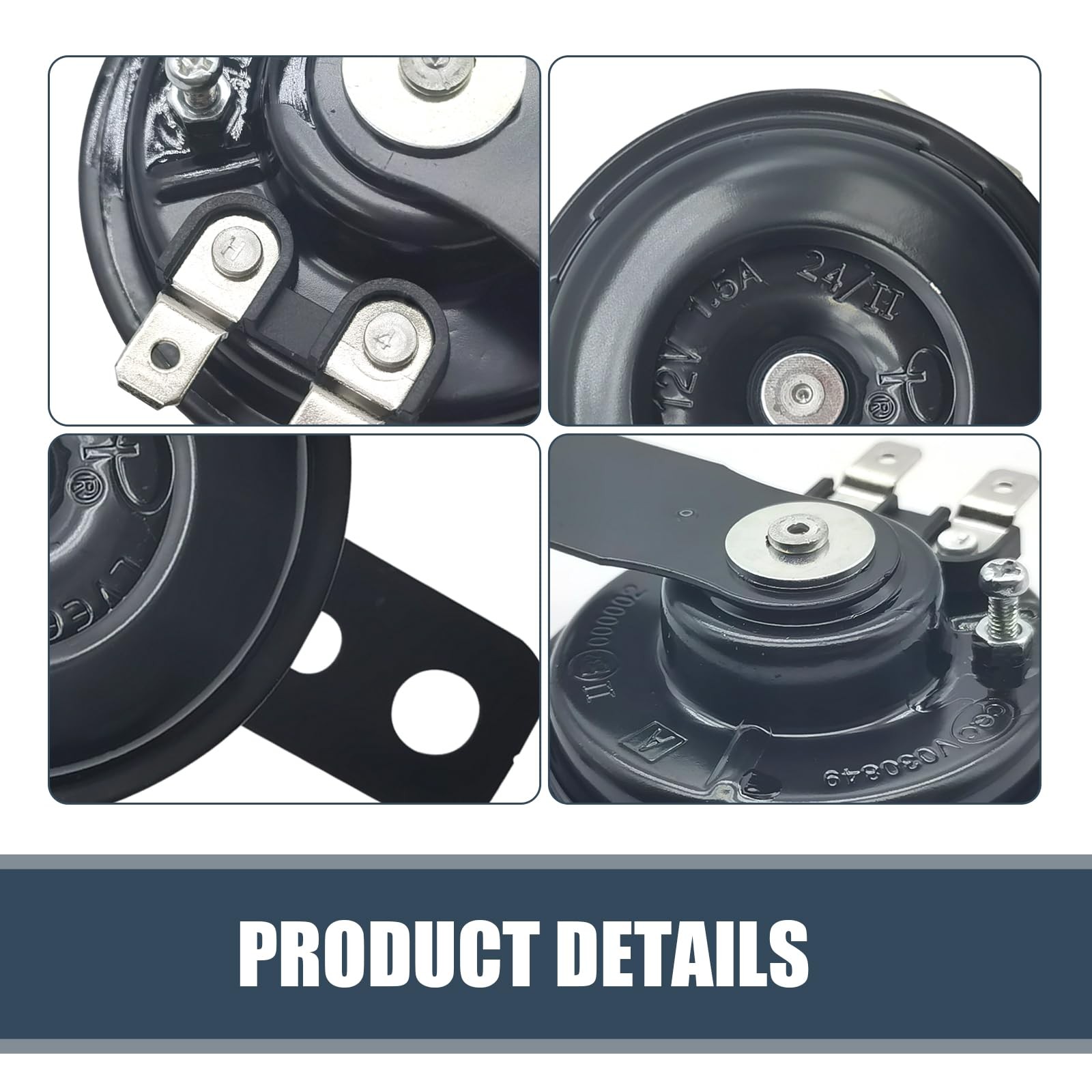1 PC Motorcycle Electric Horn 12V 1.5A 105dB Waterproof Round Speaker Black