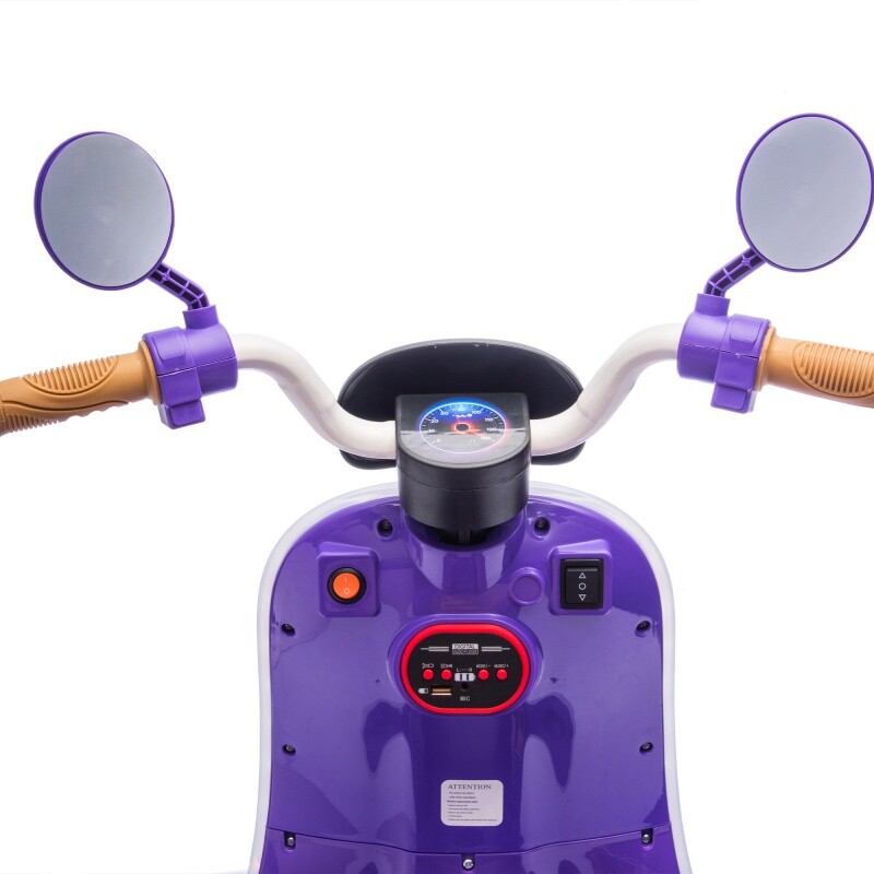 12V Kids Ride On Three-Wheel Electric Motorcycle W/Bluetooth Music For 3-6 Years