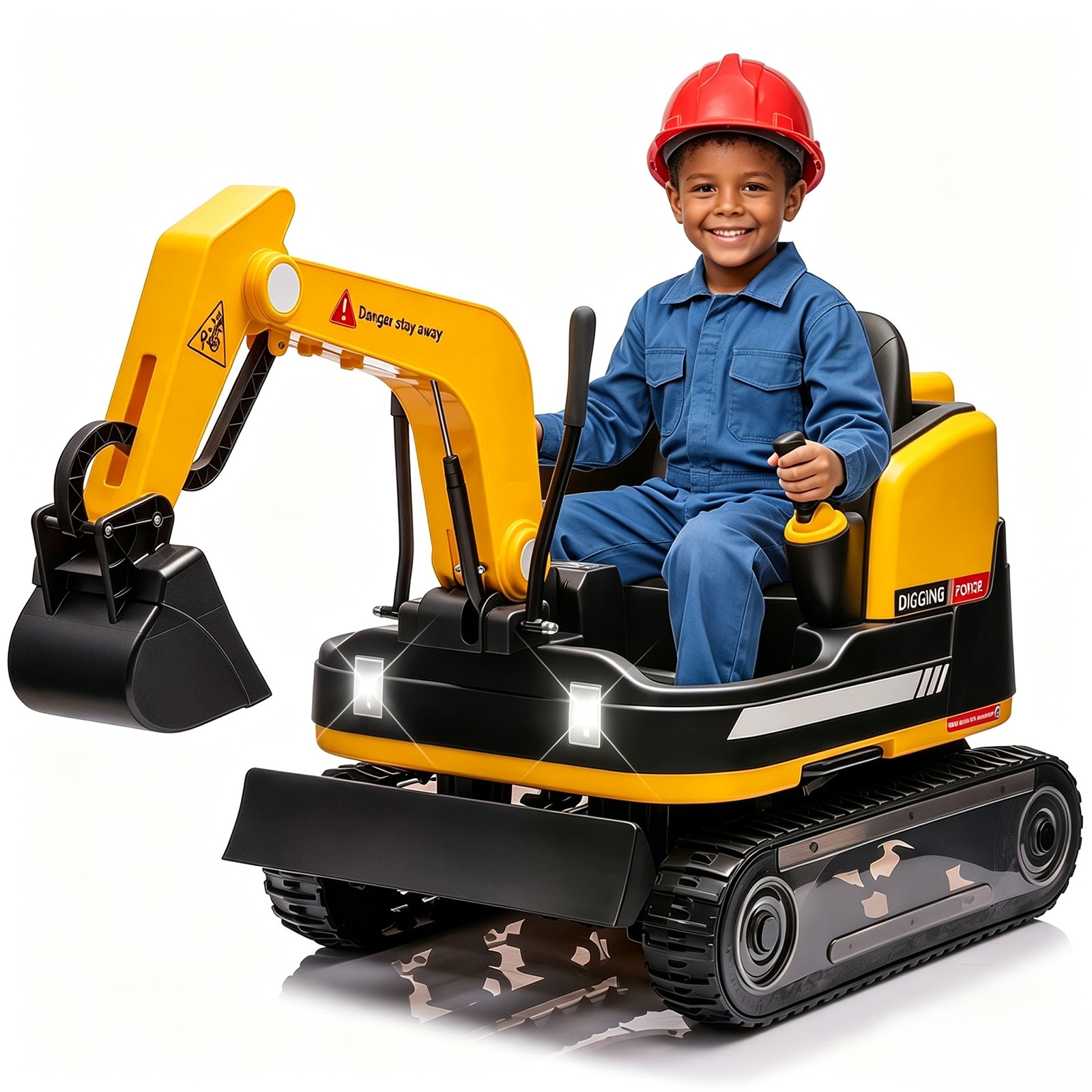 24V 2in1 Kids Ride On Excavator & Bulldozer 360° Electric Digger w/Remote Yellow