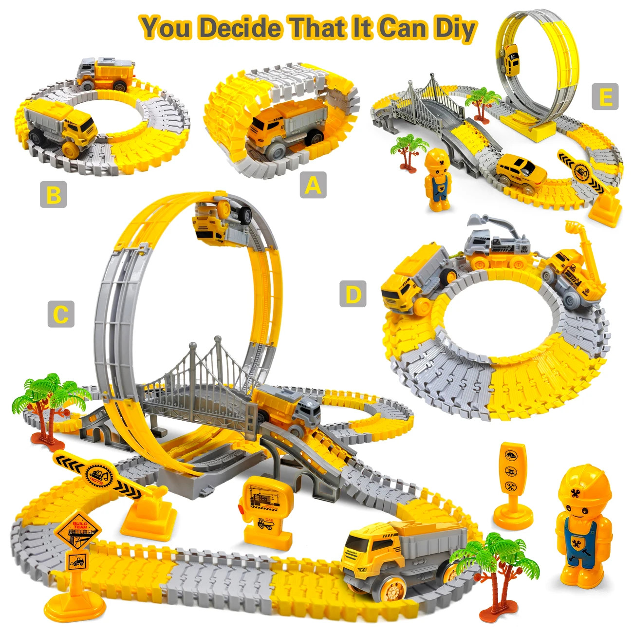Track Car Train Toys Children Electric Track Toy Car Engineering Car Kids Educat