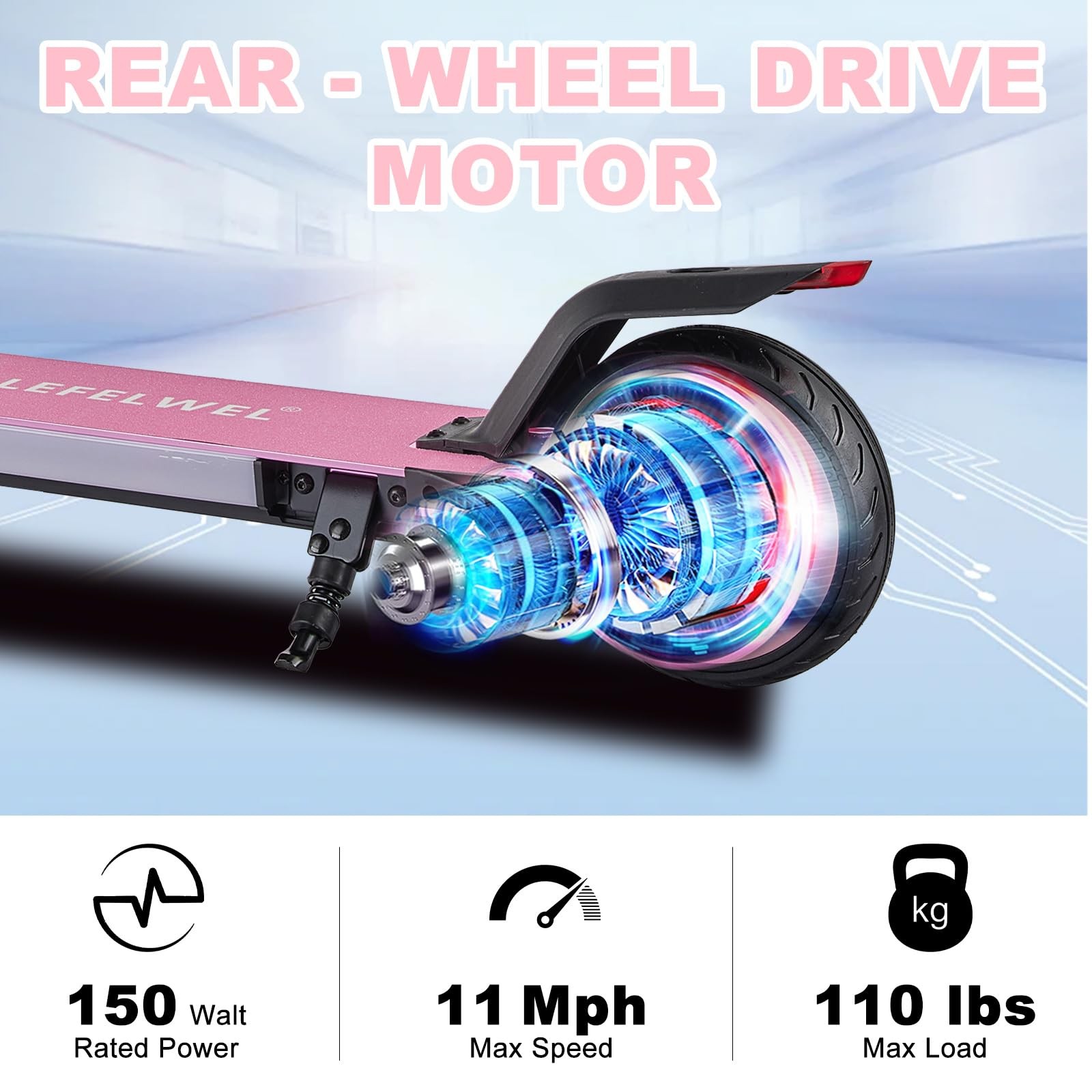 Electric Scooter for Kids Ages 6-12, 150W Motor, 4/7/11 Mph, 60 mins Ride Tim…