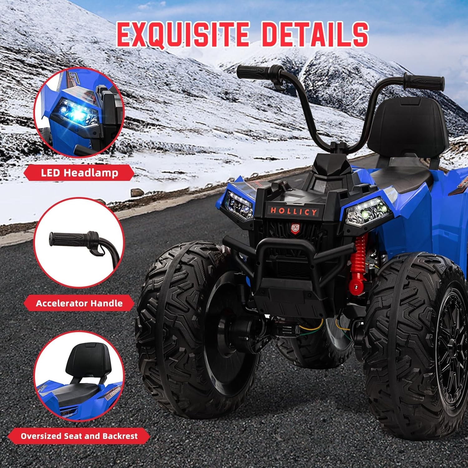 Multicolor 2-Seater Electric ATV for Kids, 4-Wheel Drive with LED Lights & Music