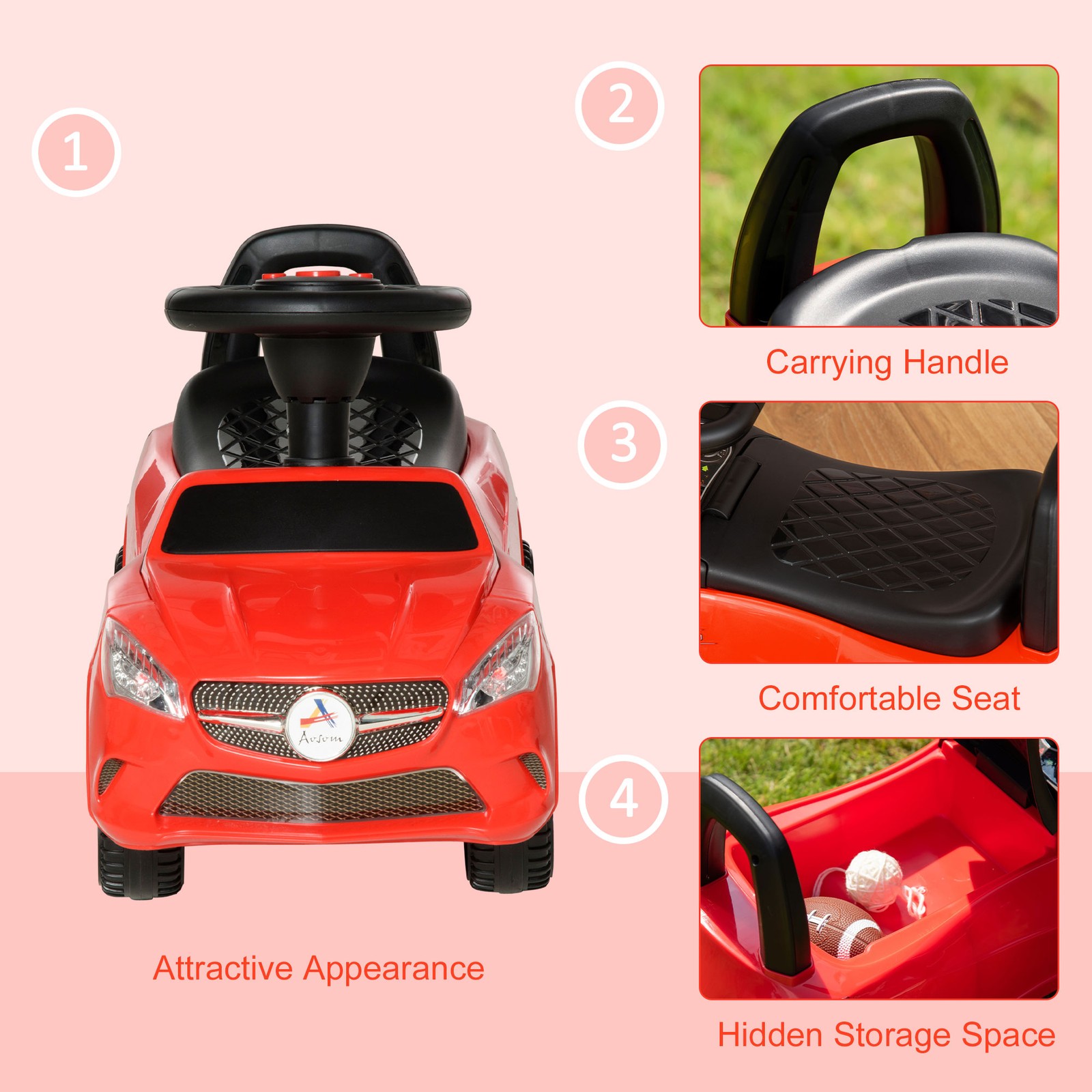 Ride on Sliding Car Baby Ride On Horn Music Working Lights Storage No Power