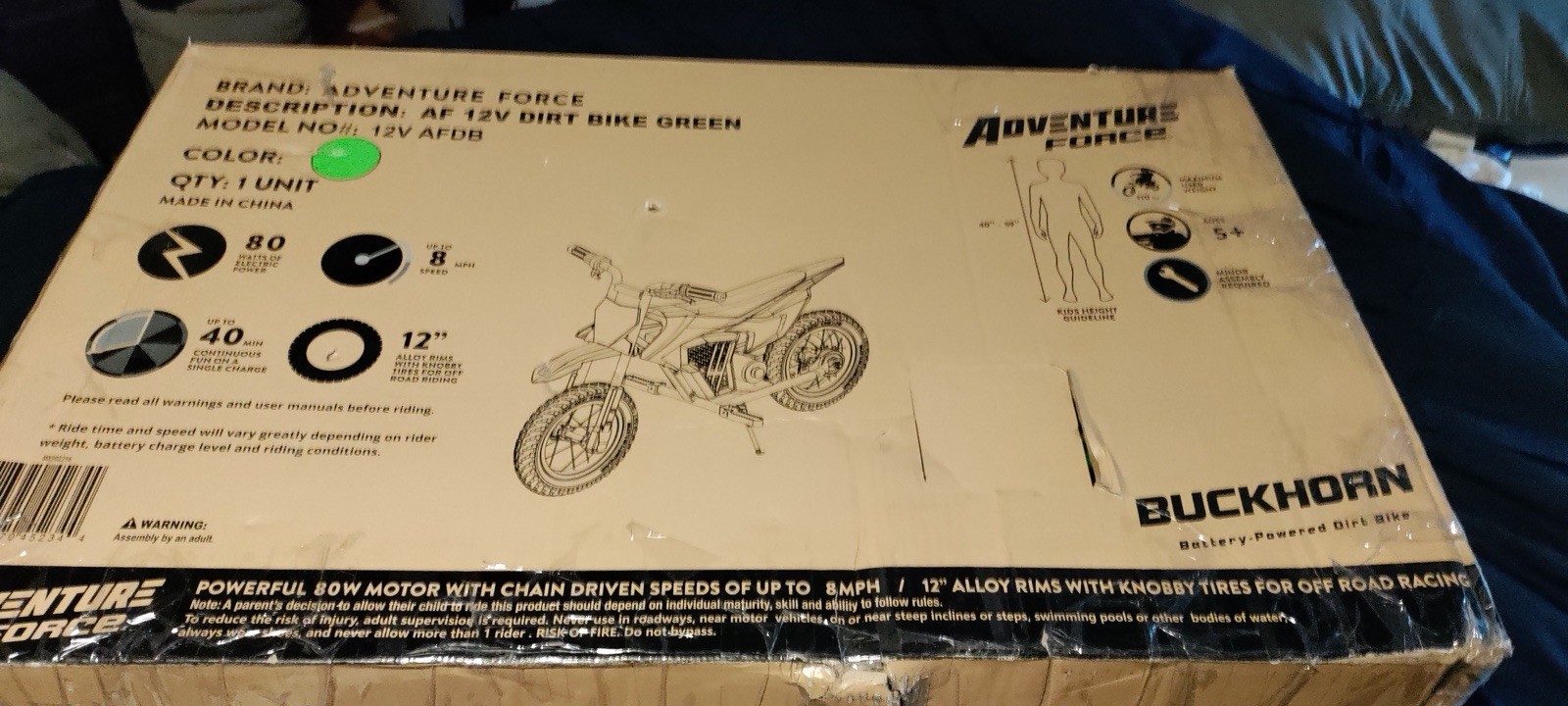 Adventure Force 12V Green Battery Powered Dirt Bike Ride-On Toy 12V AFDB