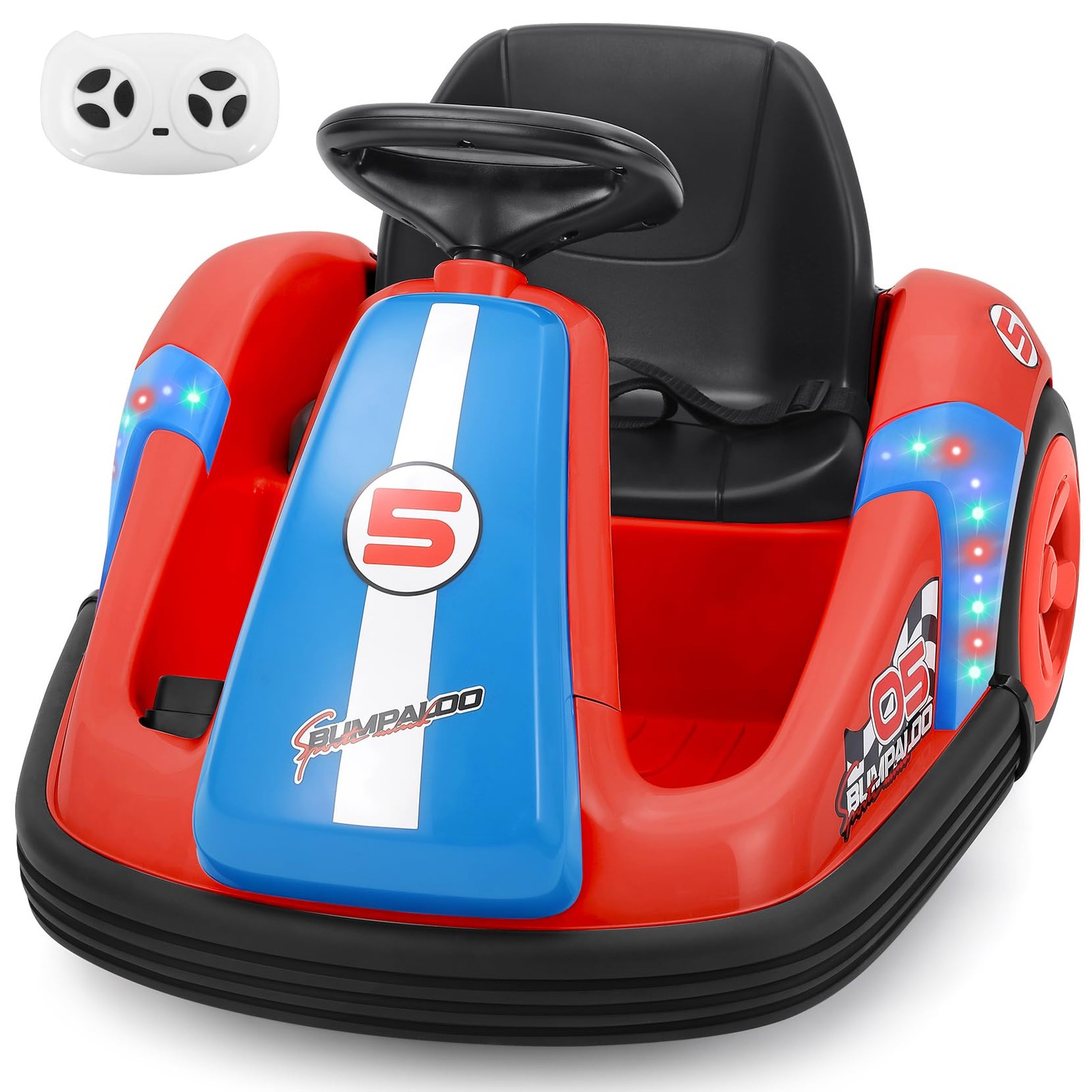 ELEMARA Bumper Cars for Kids with Big Wheels, 2.2 Mph, 12v Electric Ride On Toys