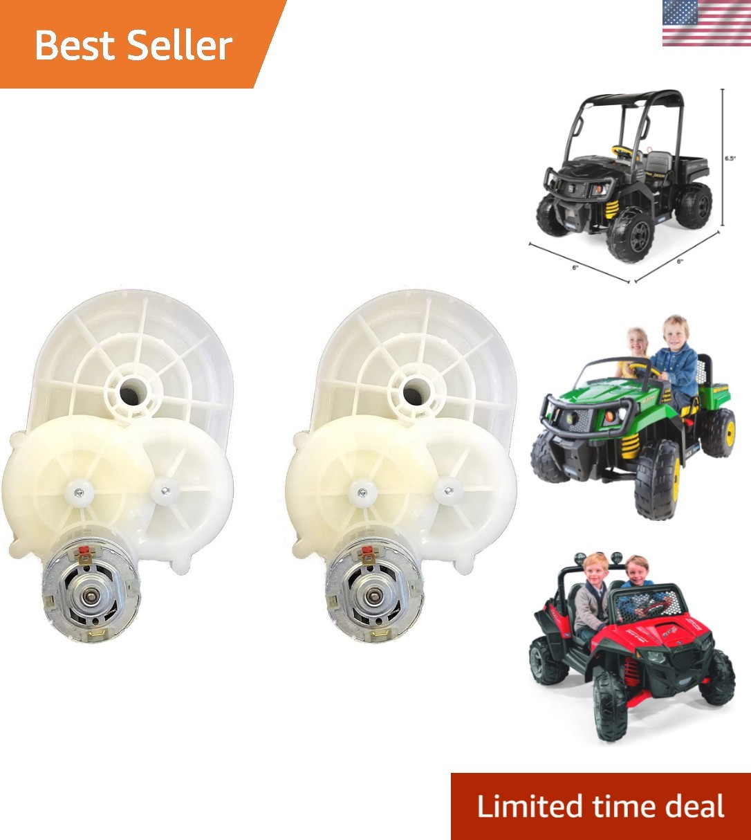 Easy Install 12V Motor and Gearbox Kit – Fits Polaris RZR & John Deere Gator