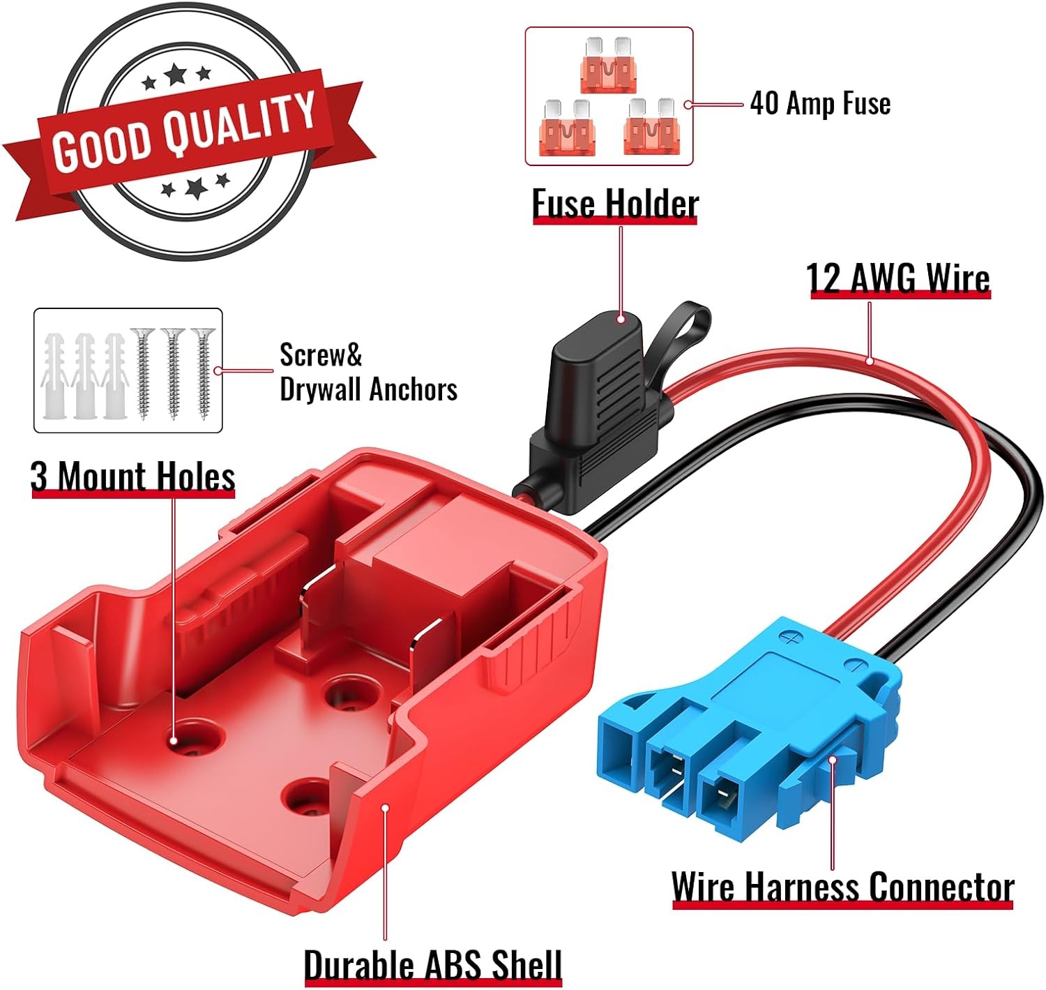 Milwaukee Battery Adapter for Peg-Perego Ride-On Cars with 40A Fuse & Harness
