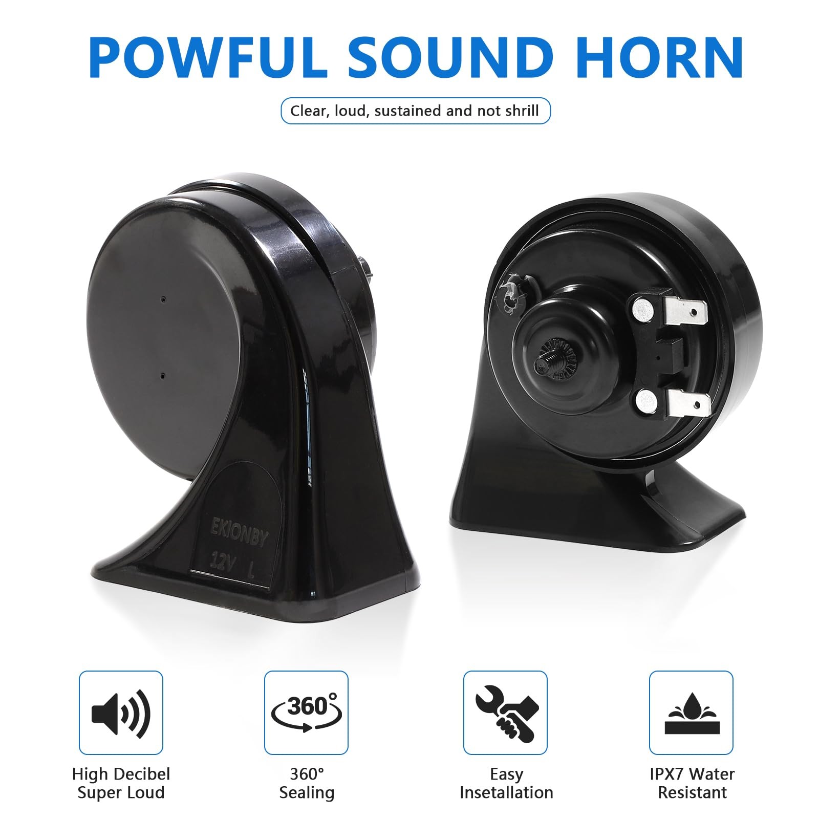 2 PCS 12V Car Horn Super Loud Electric Waterproof Kit High/Low Tone Auto