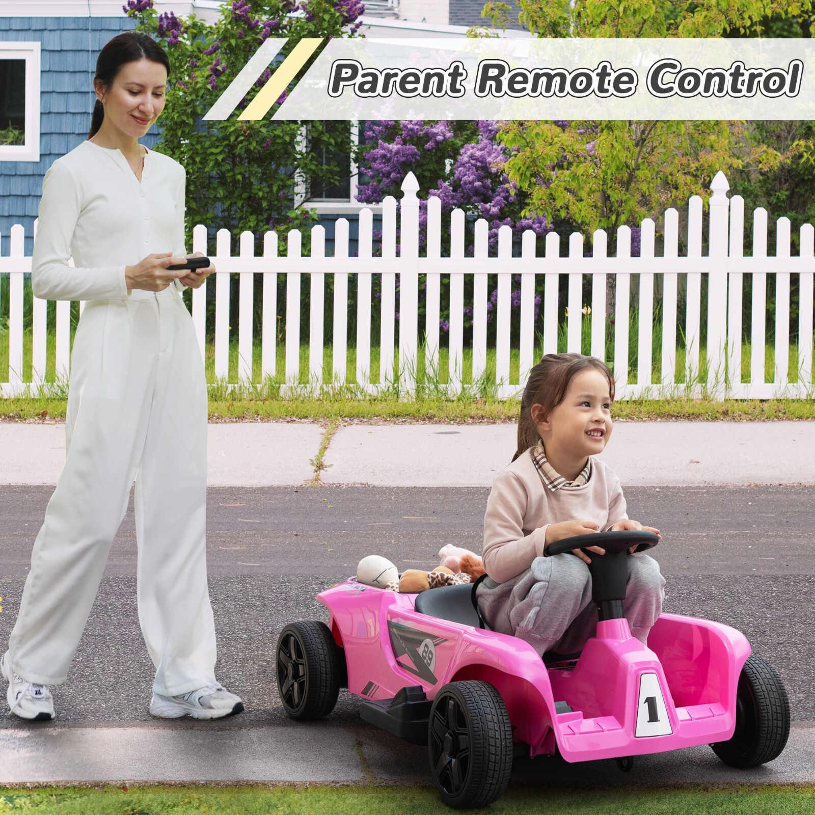 TOBBI 24V 2 Seater Electric Ride on Toys with Remote Control for Kids 3-8 Years