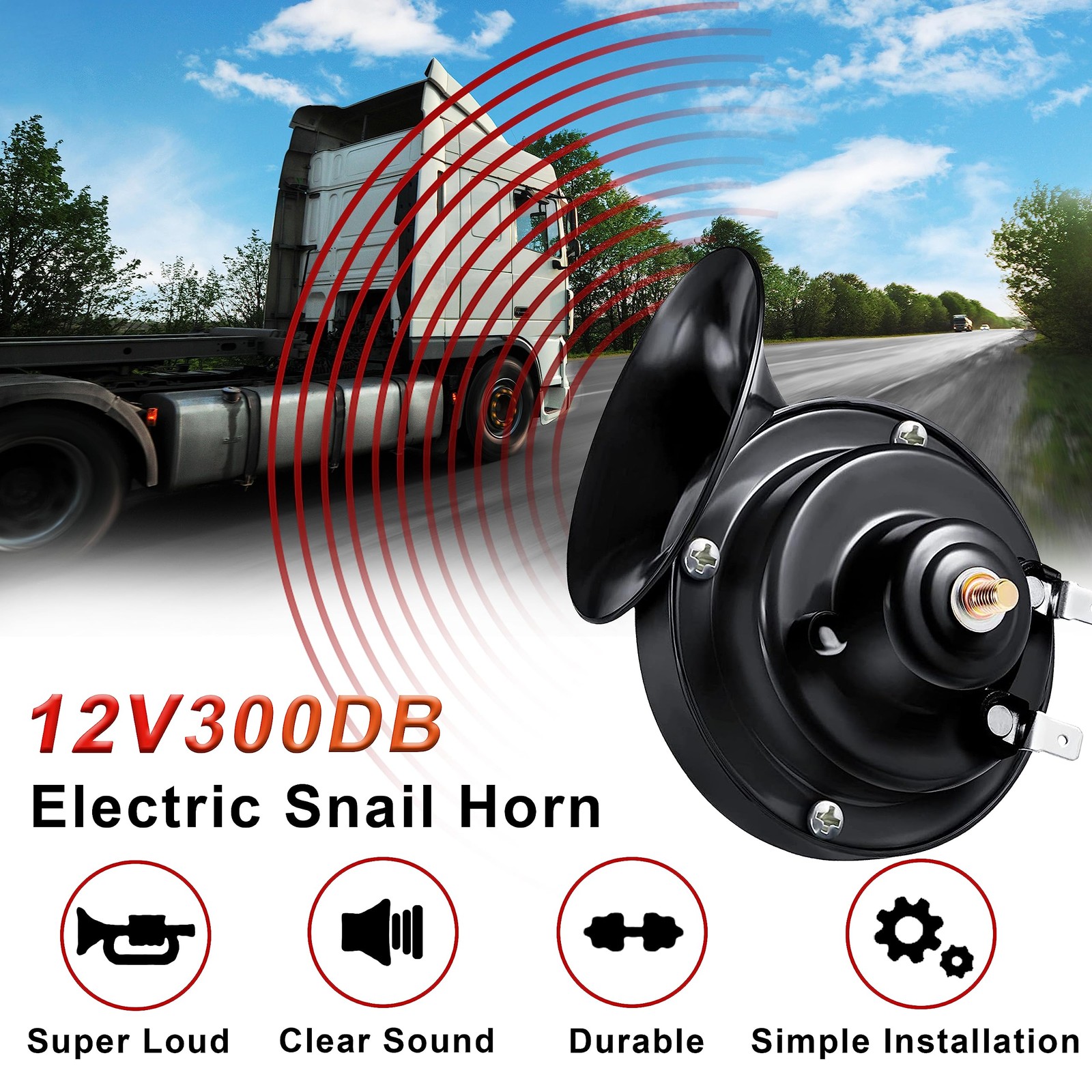 Car Horn, Ouffun 12V 300DB Super Loud Horns, Waterproof Dual Truck Horns, Ele…