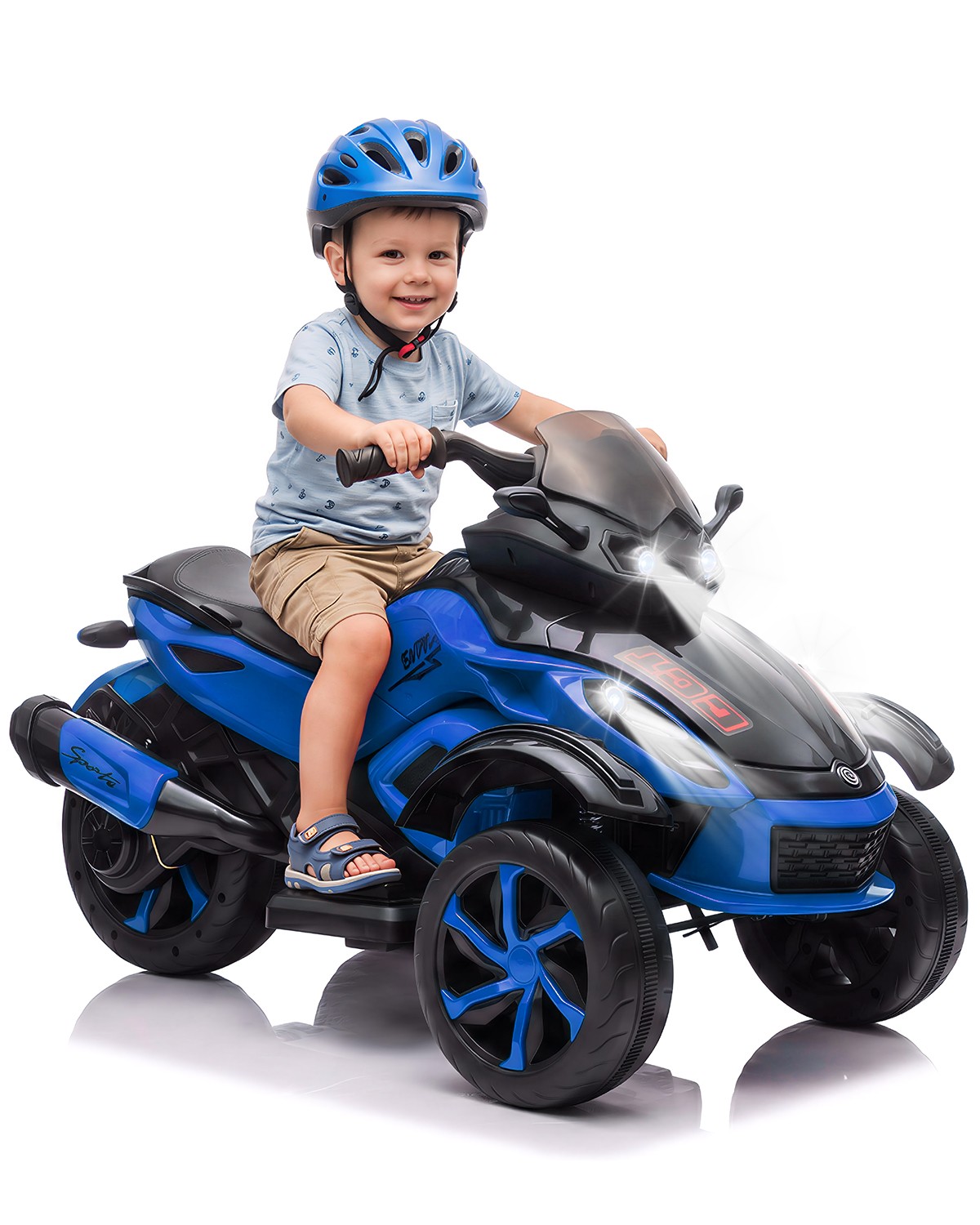 12V Kids Ride on ATV 3 Wheeler Electric Motorcycle LED Lights & Music Ages 3-8