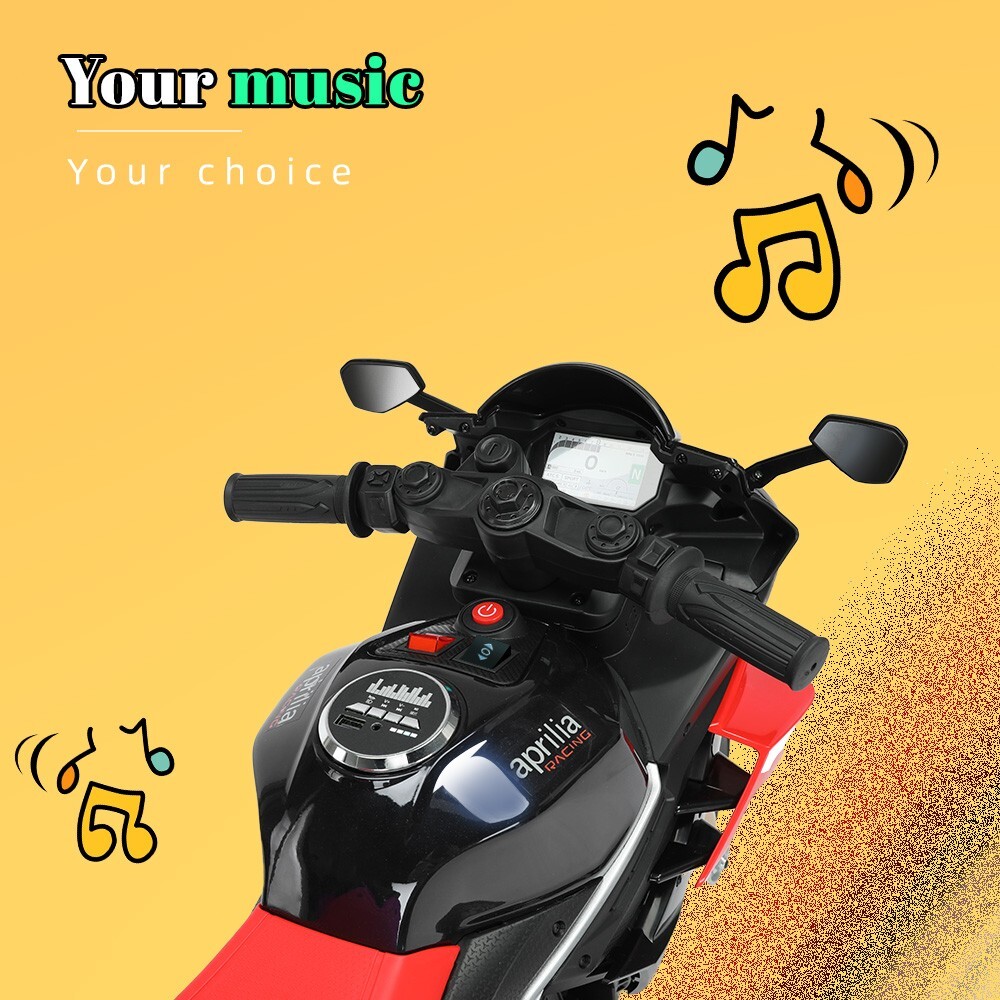6V Kids Electric Motorcycle Ride on Toy Toddler Motorbike w/Headlights Bluetooth