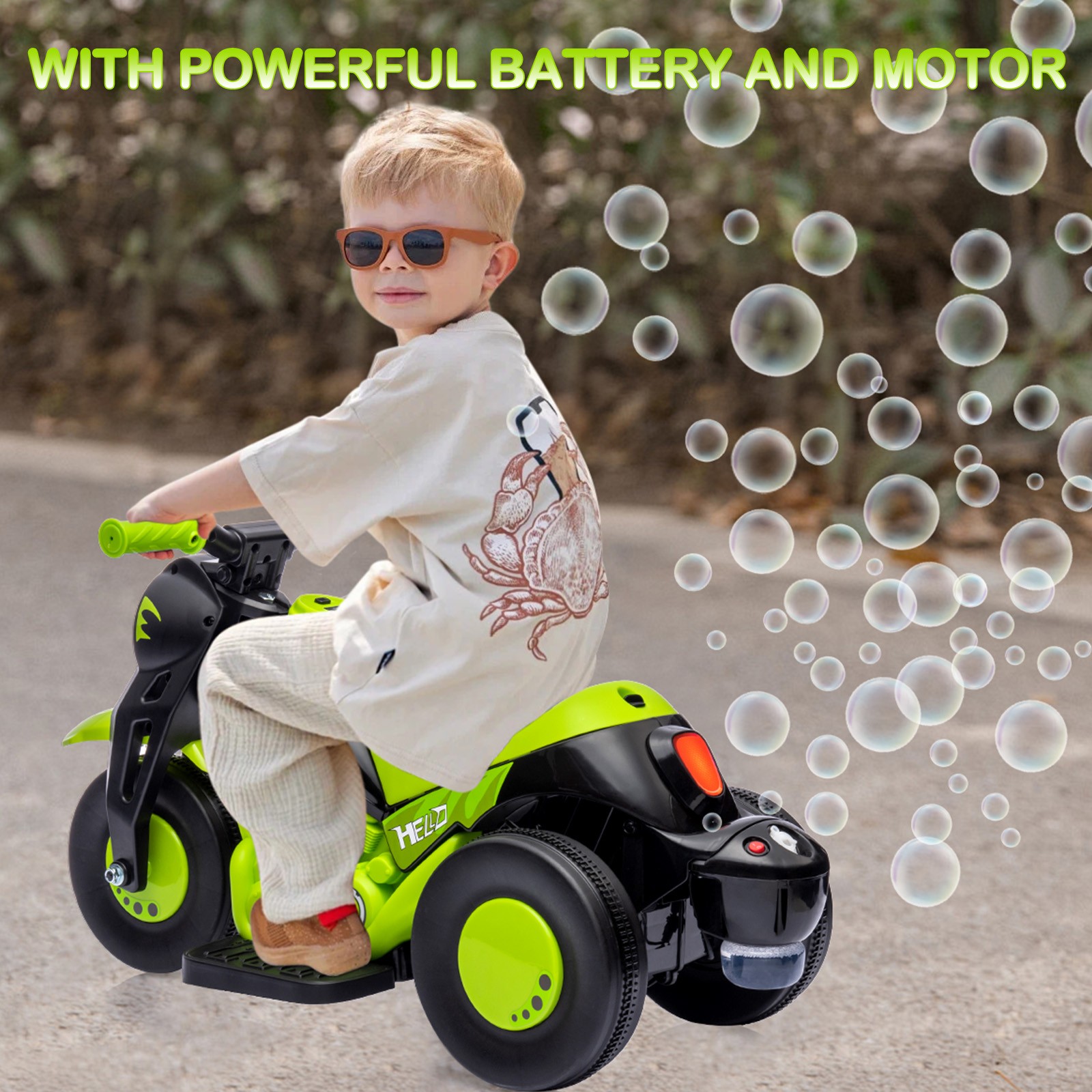 Garvee Kids 3 Wheels Motorbike 6V Ride on Bubble Car Electric Motorcycle Toys