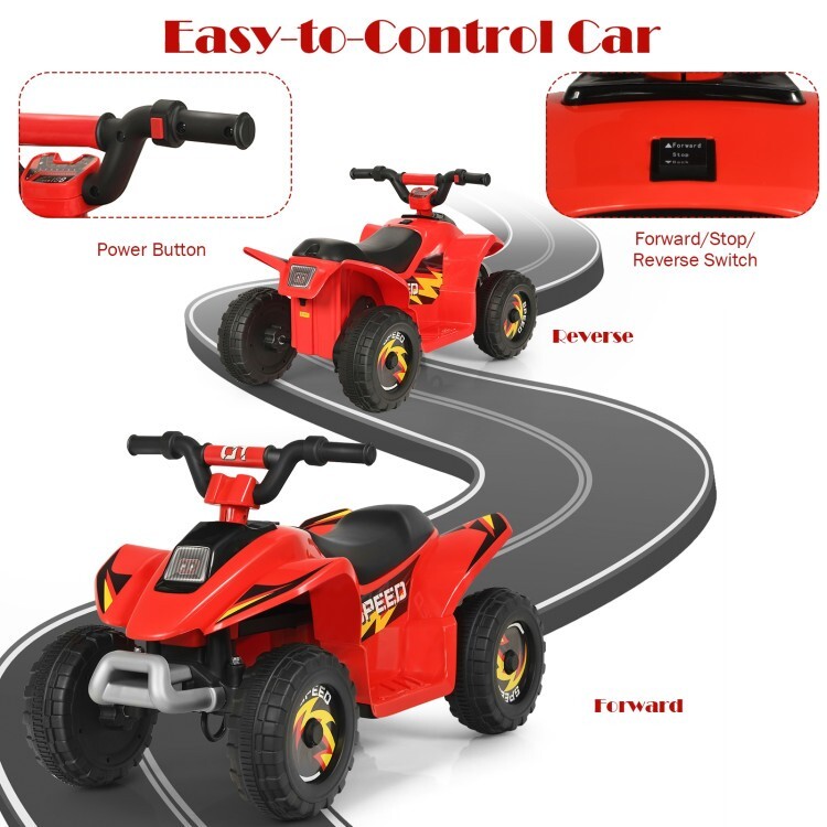6V Battery Powered Kids Ride On Electric ATV Car Gift Toddler w/ 4 Large Wheels