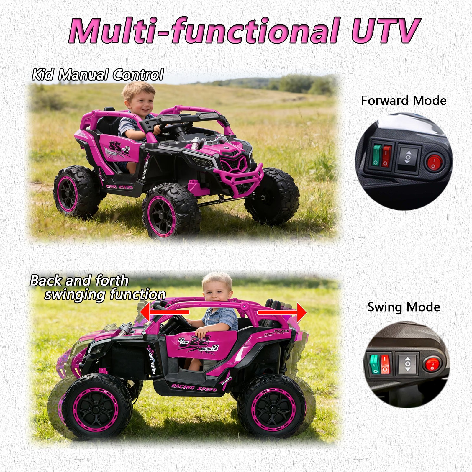2 Seaters Ride on UTV 24V 400W Kids Electric Car Truck with Remote Music Light