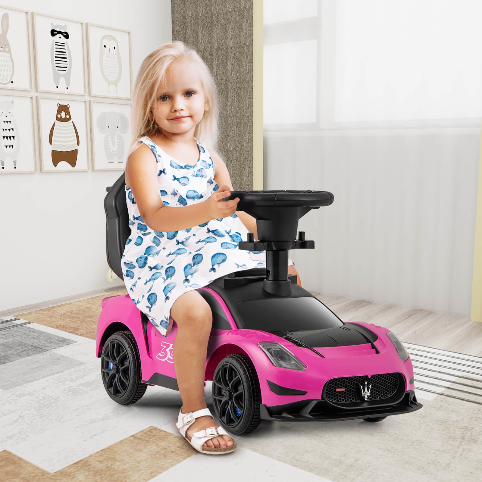 3-in-1 Ride on Push Car Maserati Licensed Foot to Floor Kids Sliding Walking Car