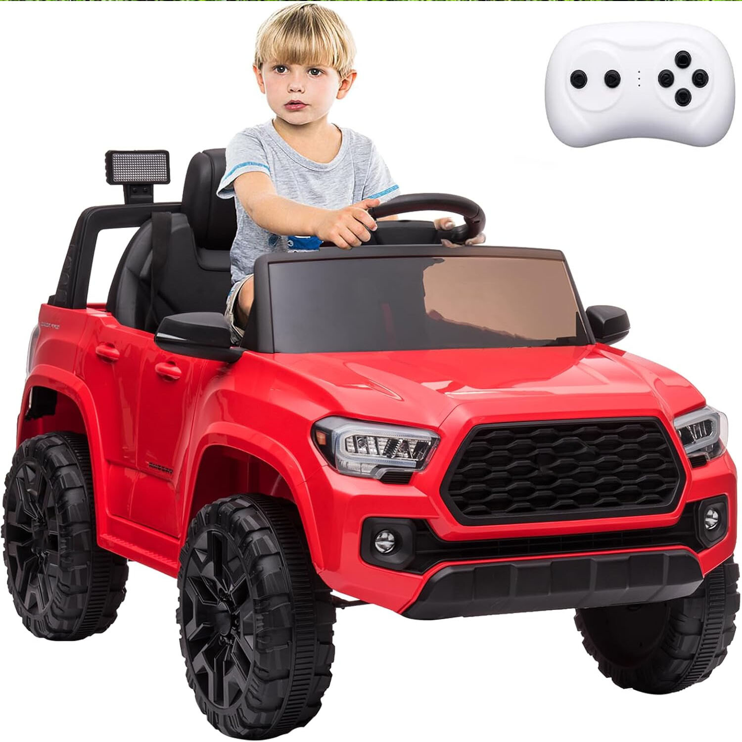 12V Kids Ride-On Car With Parent Remote Control &LED Headlights for 3-6 Year Old