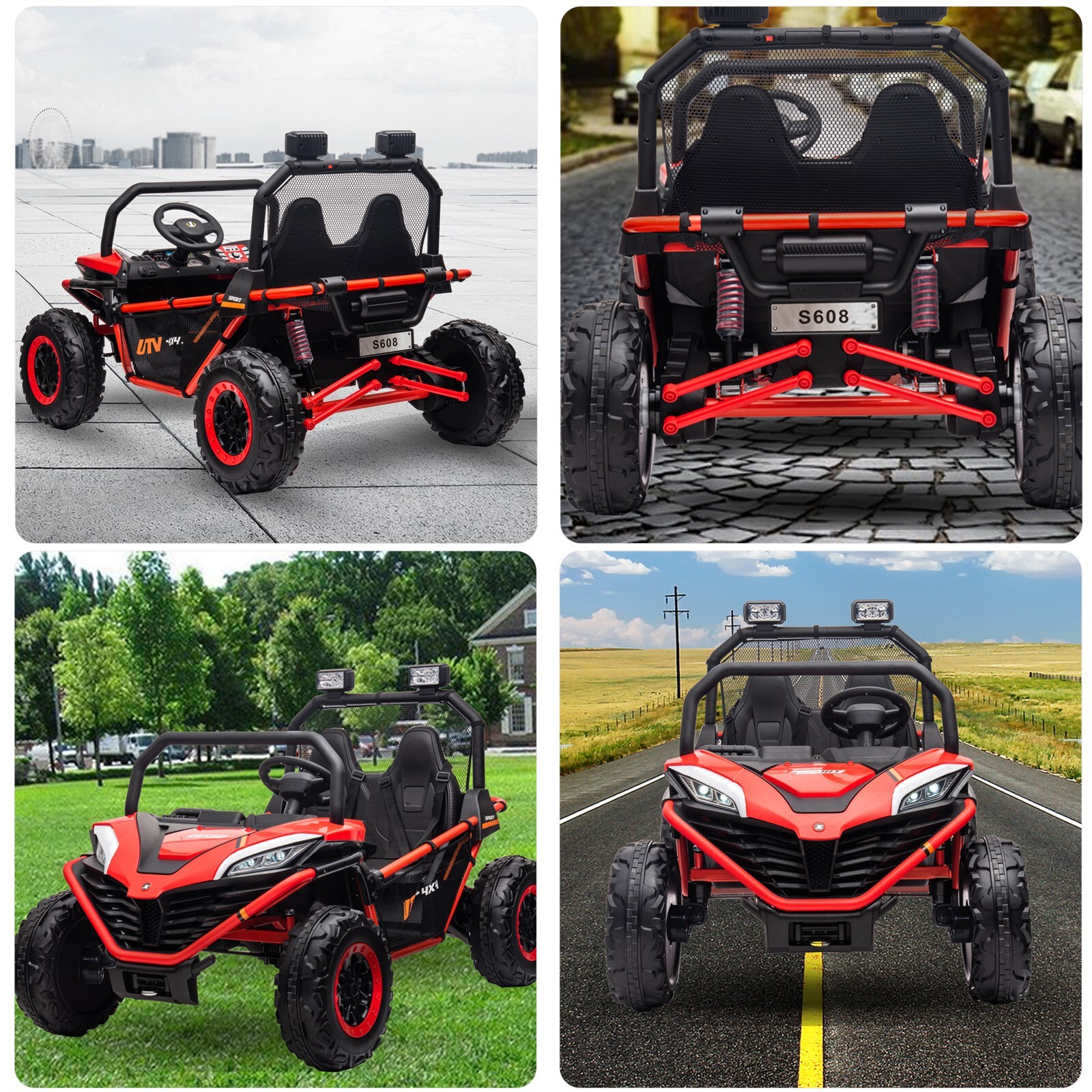 ZEOPHOL 24V Kid Ride On Car UTV 4WD 2-Seater Electric Truck 4X80W Remote Control