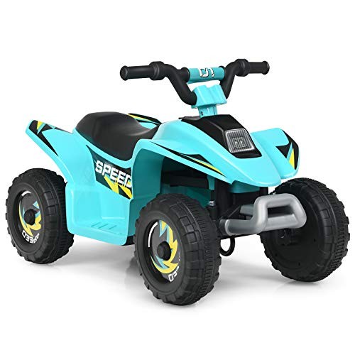 Kids ATV, 6V Battery Powered Electric Quad, Forward/Reverse Switch, Rear Blue