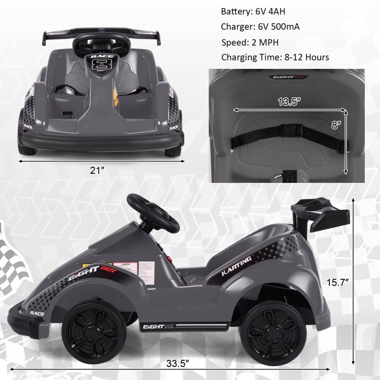 Kids 6V Electric Ride On Go Kart w/ Parent Remote Control Seatbelt Music