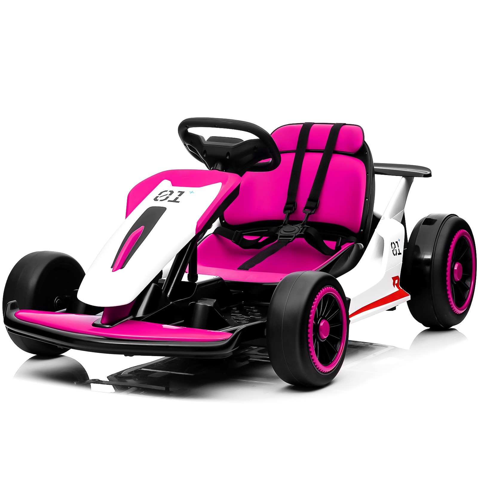 24V Kids Go Kart 400W Motor 3-5MPH Gravity Steering Bluetooth Spray Outdoor Toy