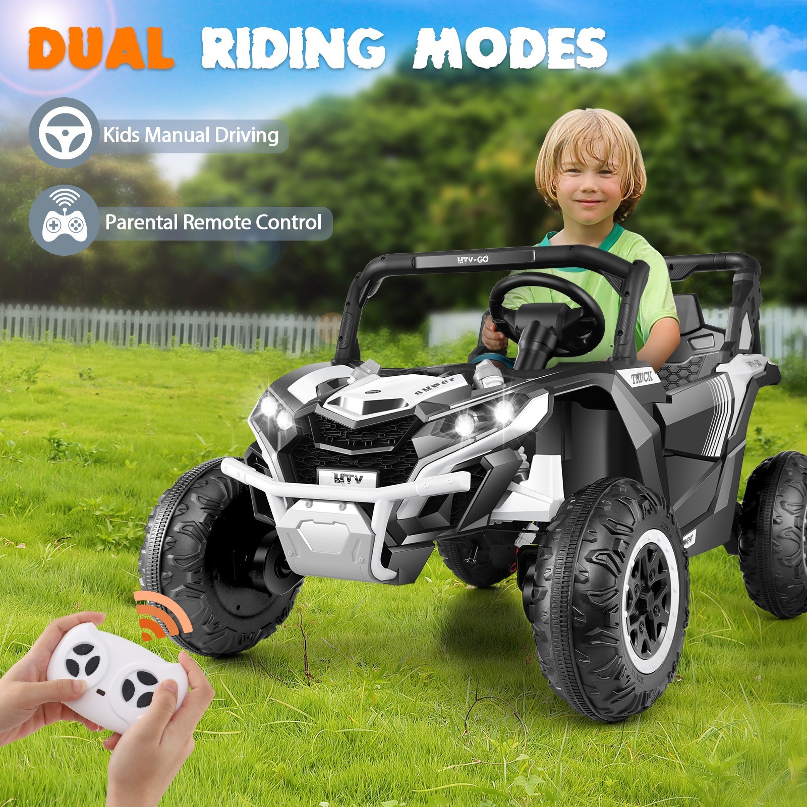 24V Ride on UTV for Kids, 2WD/4WD Switchable 2 Seater Electric Vehicle Car Gift-