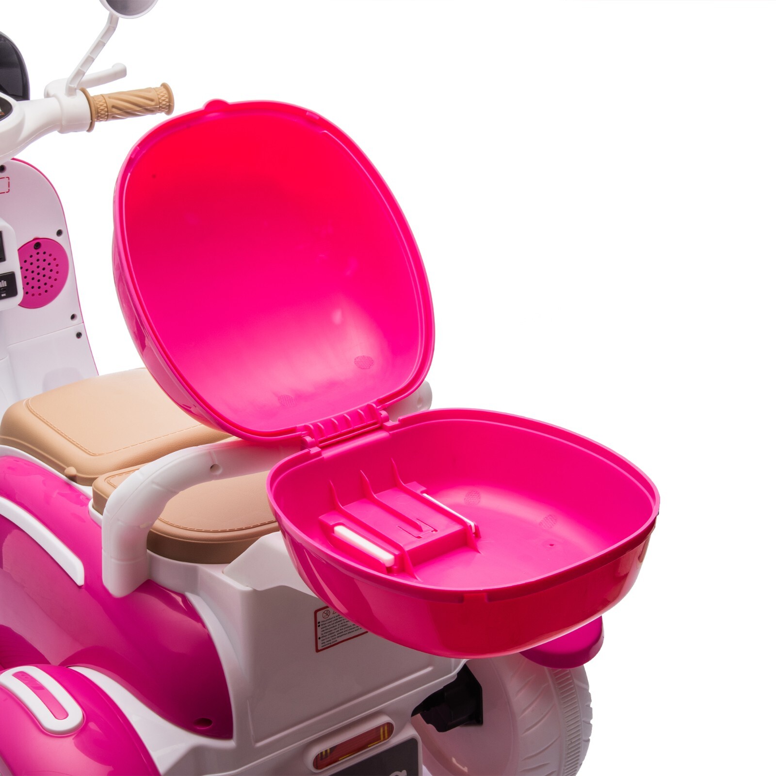 Kids 2-Seater Ride-On Motorcycle 12V with 2 Motors – 3-Wheel, USB, for 3-6, Rose