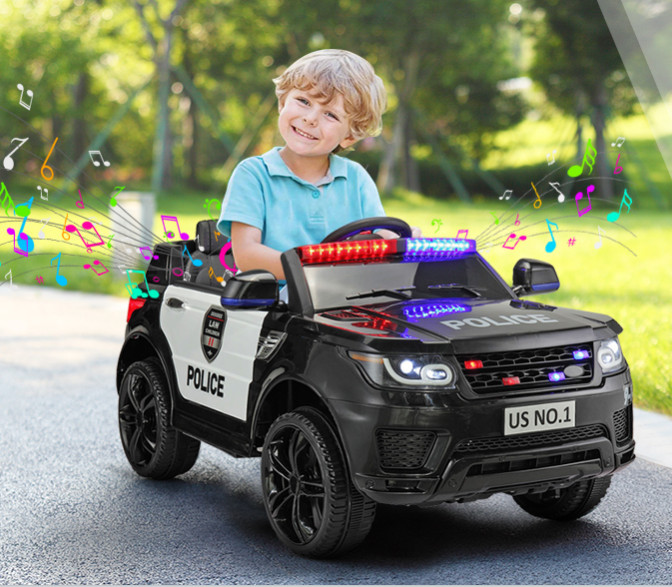 TOBBI 12V Electric Kids Ride on Police Car with Remote Control,Siren, Music