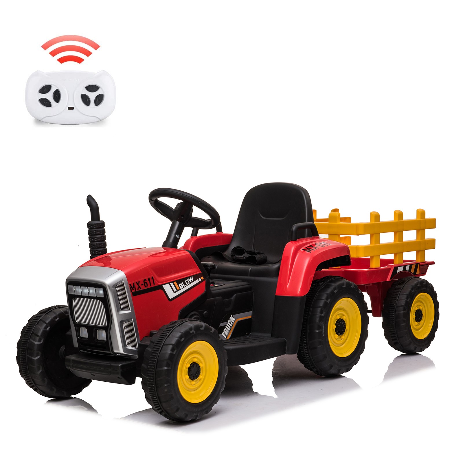 Battery‑Powered 12V Kids Tractor w/ Remote,25/35W Motor, LED, Educational Audio