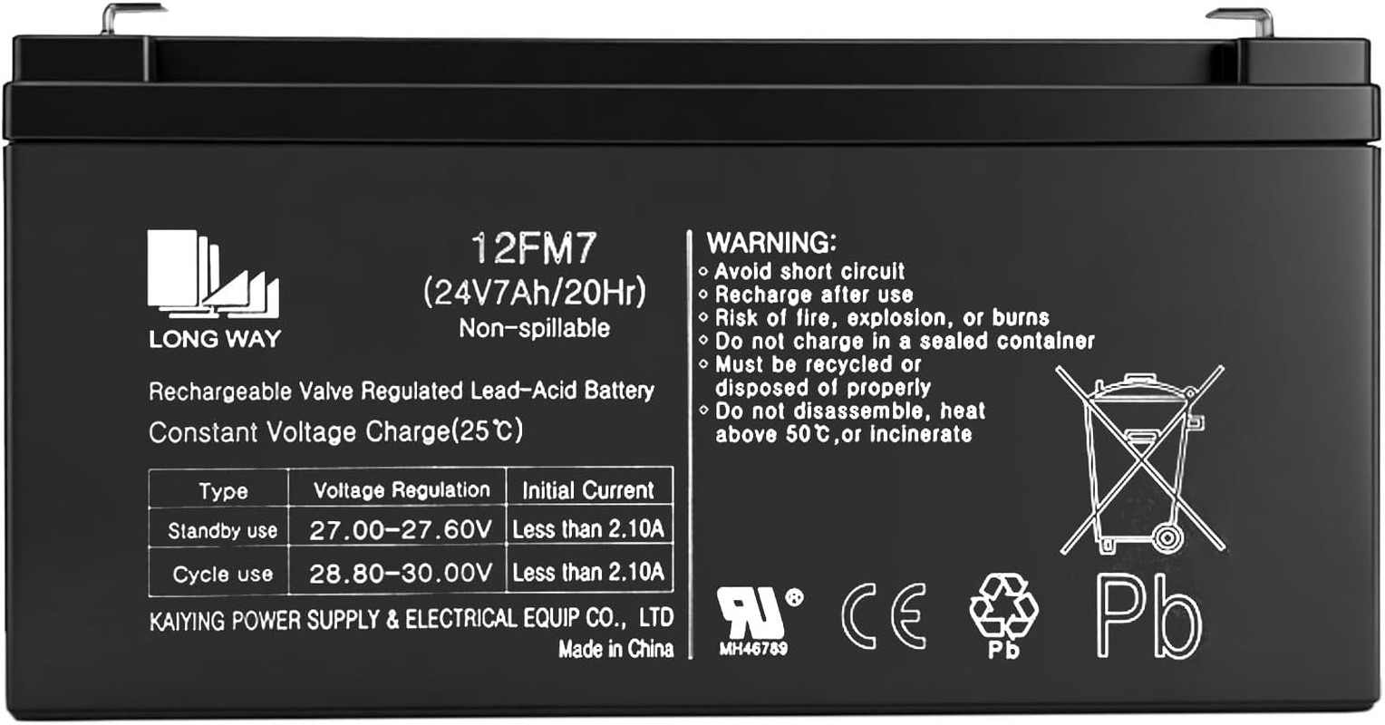 24v 7ah Battery for Ride on Toys car utv 12fm7 20hr 24 Volt Valve Regulated Seal
