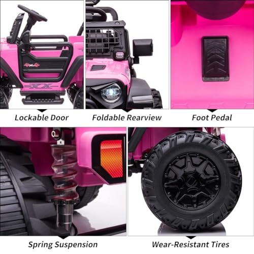 Kids Ride on 2 Seaters Electric Car with Remote Control – 24V – 2*120W – Pink
