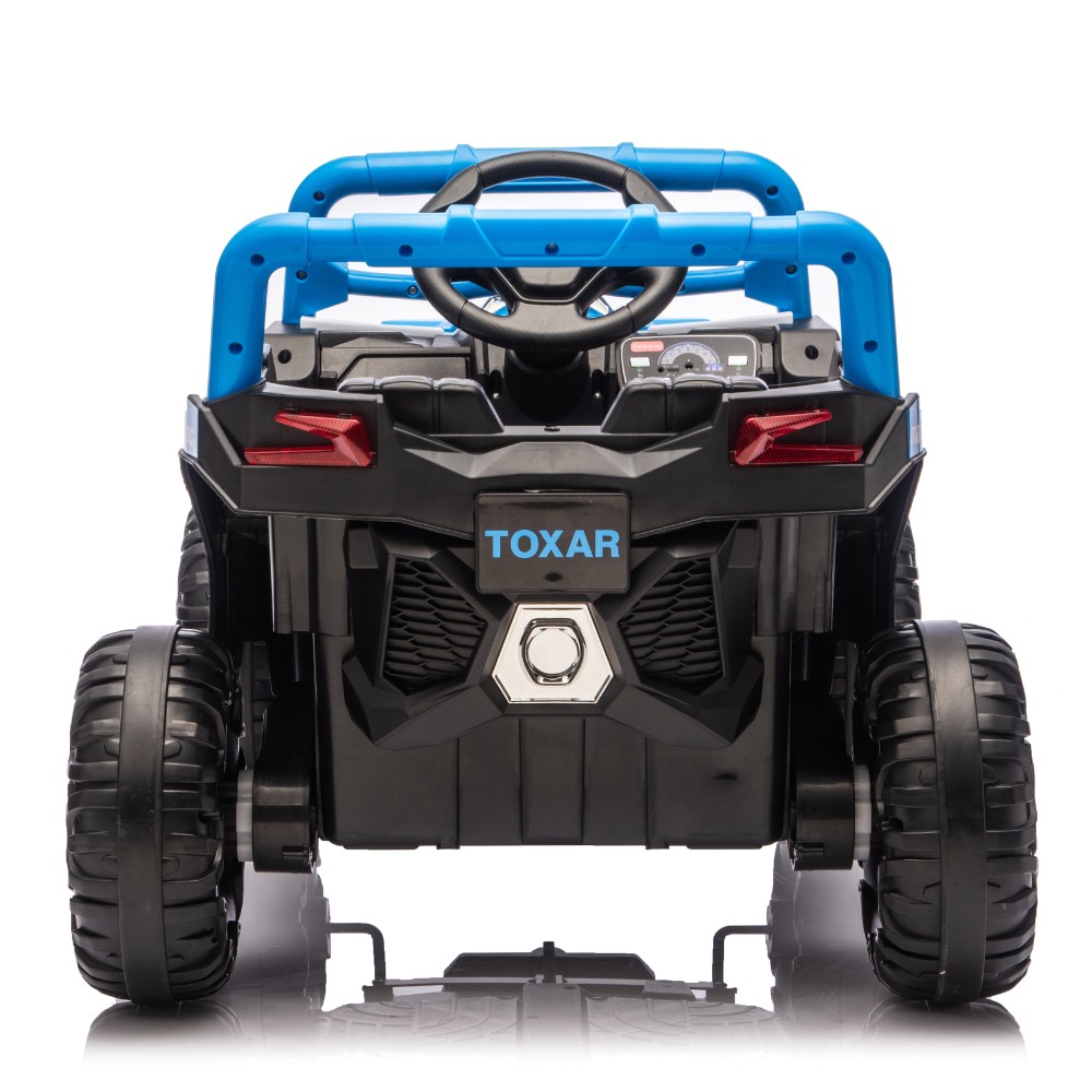 12V Kids Ride On Electric UTV, Anti-Slip Wheels w Front Shock Absorbers, Blue