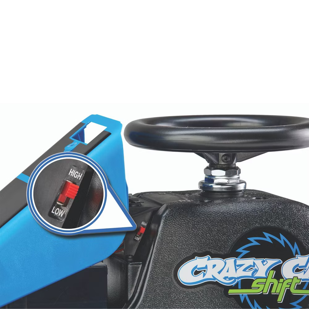 Razor 12V Crazy Cart Shift Electric Drifting Go Kart – Blue/Black