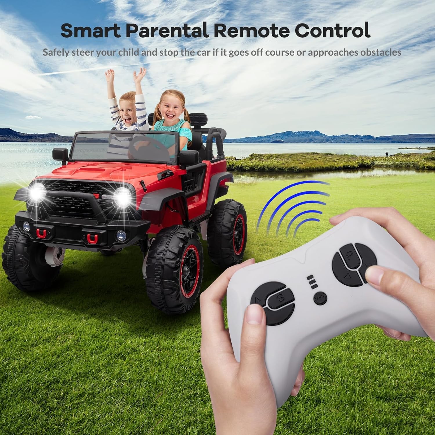 24V Electric Kids Ride On Cars with Remote Control 2 Seats Truck Toys Gifts