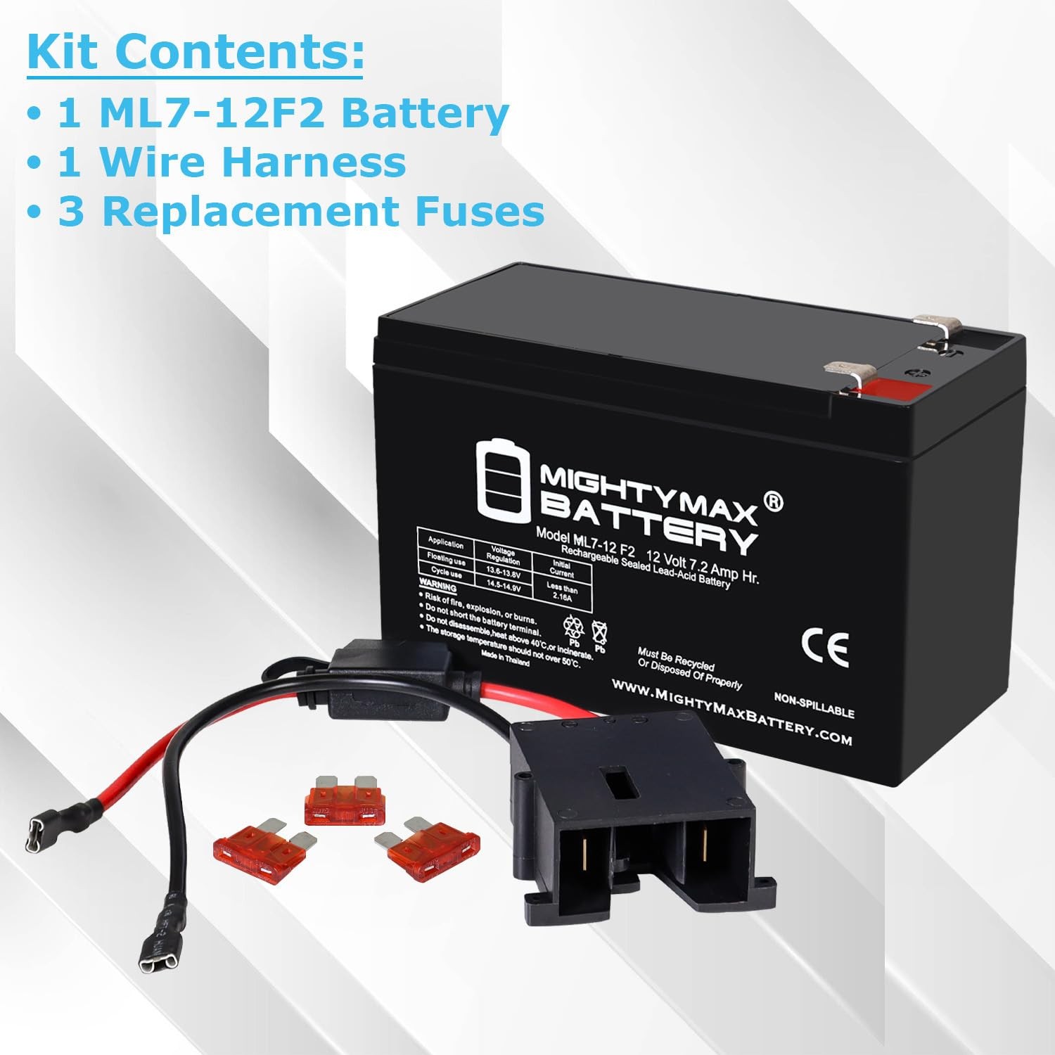 12V Power Wheels Ride On Toy Drop In Replacement Battery 7ah Mighty Max