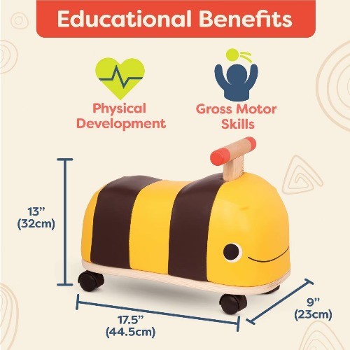B. toys Wooden Bee Ride-On -Boom Buggy Toddler Push Toy,Physical Fitness Builder