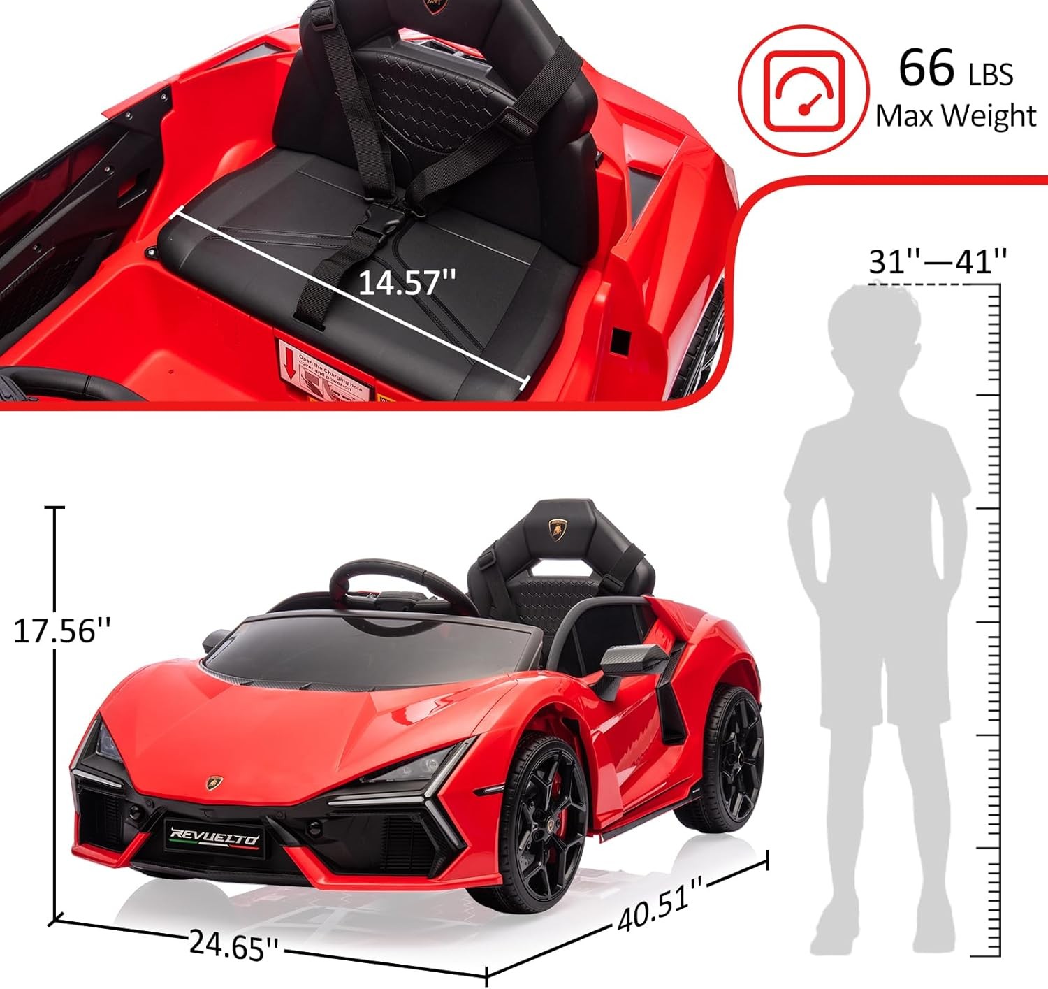 Kids 12V Battery Electric Ride On Car Toy with Remote Control LED Light